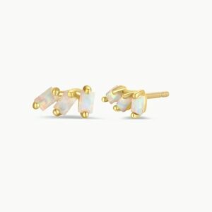 Jax Kelly Offset Trio Stud Earrings in White Opal